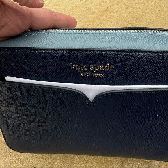Kate Spade Wednesday Medium Camera Bag in Navy and Sky Blue - Picture 8 of 12